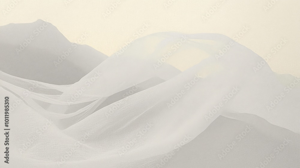 Fototapeta premium Delicate linen flows seamlessly evoking a sense of calm and elegance in tranquil surroundings