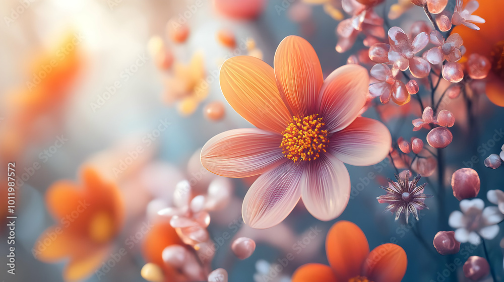 Orange and Pink Floral Illustration Orange and Pink Floral Illustration