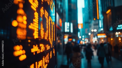 Stock market graph displayed on an LED screen, symbolizing the concept of business and finance. 