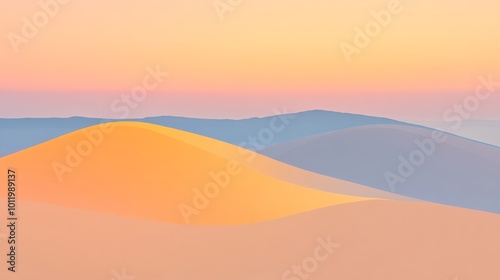 Gentle hills rise softly against a pastel mauve sky evoking tranquility and calm