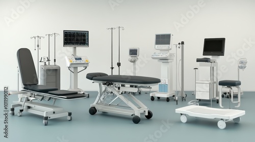 Modern Medical Equipment and Devices in a Hospital Room