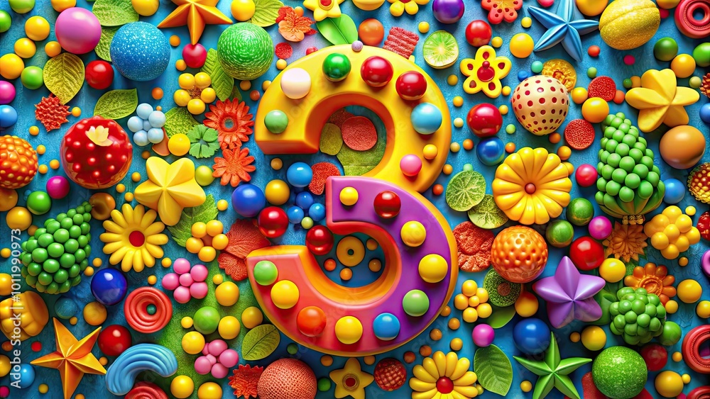 Naklejka premium Colorful Counting Illustration for Kids Featuring Numbers and Playful Elements for Educational Use