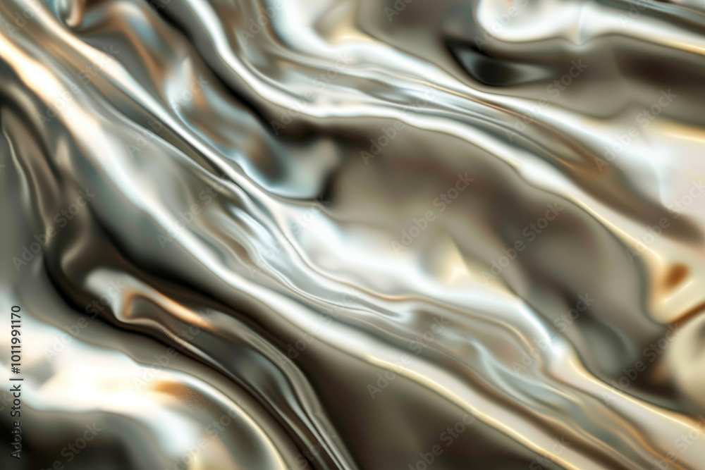 A shiny silver fabric with a wave pattern A shiny silver fabric with a wave pattern