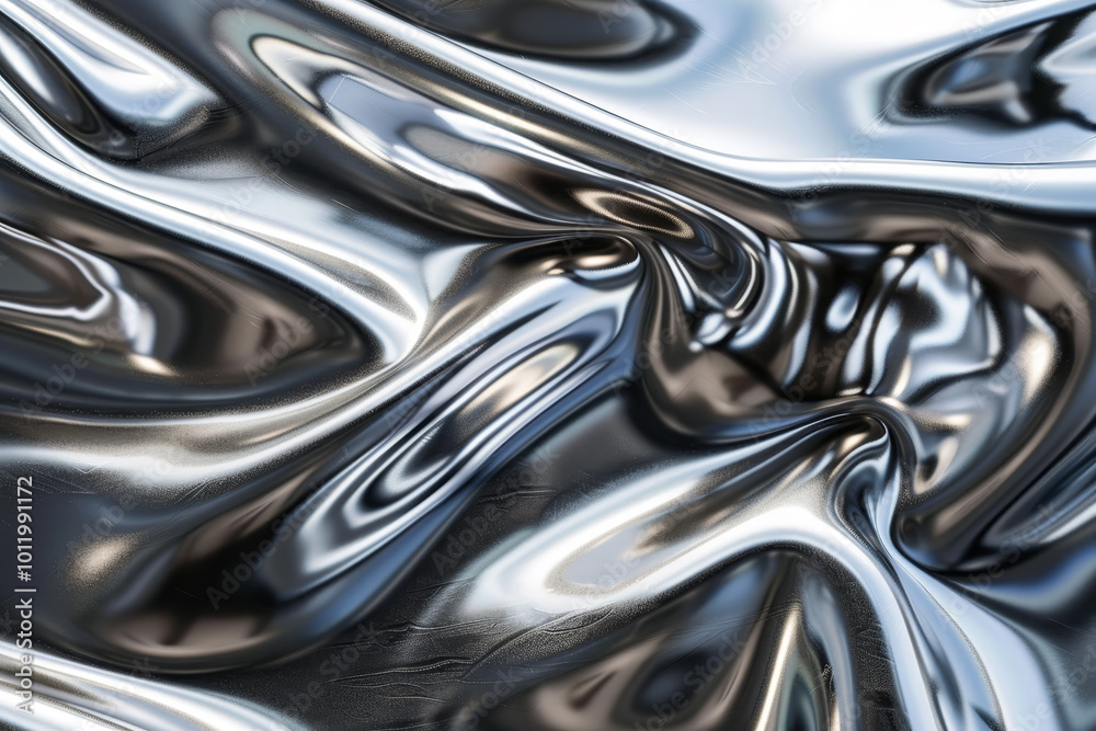 Fotografie A shiny silver fabric with a shiny silver background