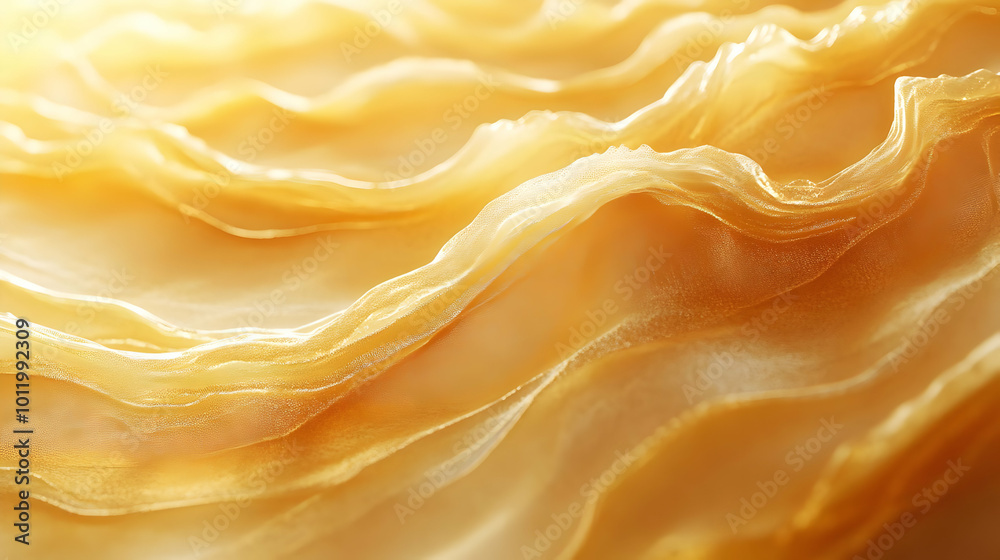 Abstract Golden Waves Background - 3D Render