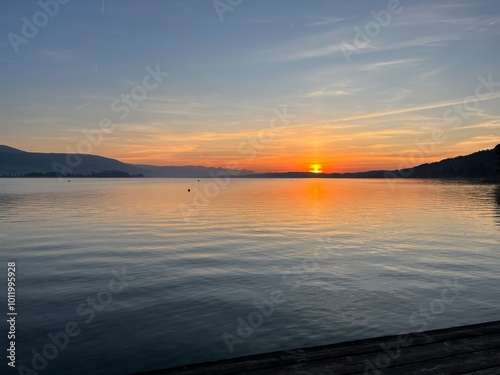 Sunset over lake