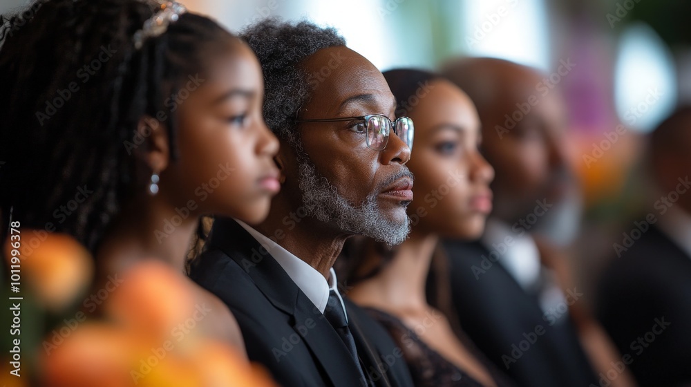 Family Grieving at a Funeral Ceremony with a Focus on Sadness and Mourning Family Grieving at a Funeral Ceremony with a Focus on Sadness and Mourning