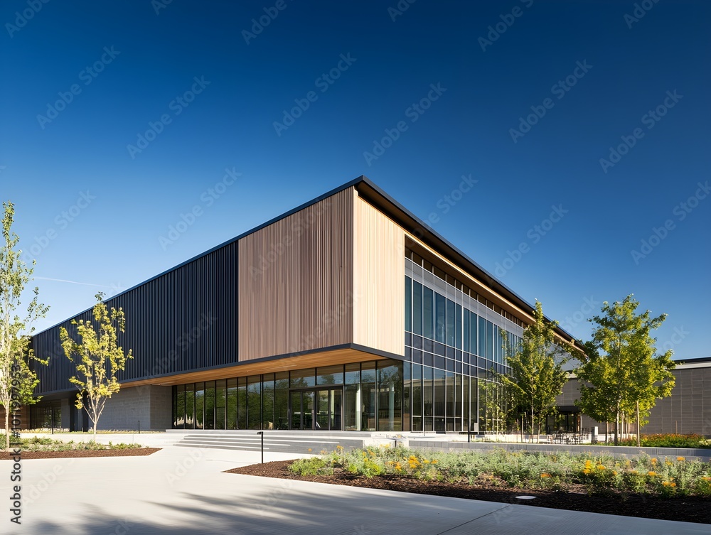 Obraz premium A modern building with clean lines and a minimalist design