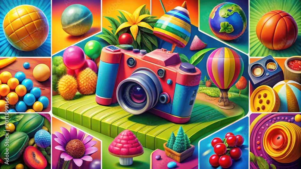 Obraz premium Colorful Games Clip Art Collection Featuring Various Game Elements and Fun Illustrative Designs