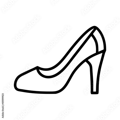  High heel shoe icon in black outline vector style.