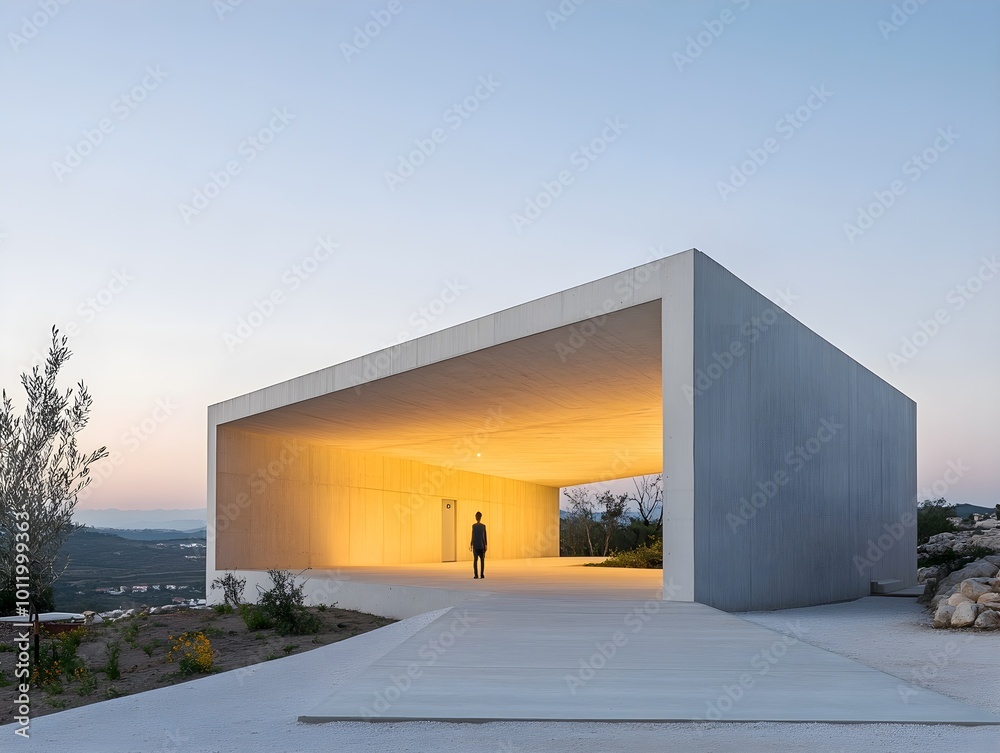 A modern building with clean lines and a minimalist design A modern building with clean lines and a minimalist design