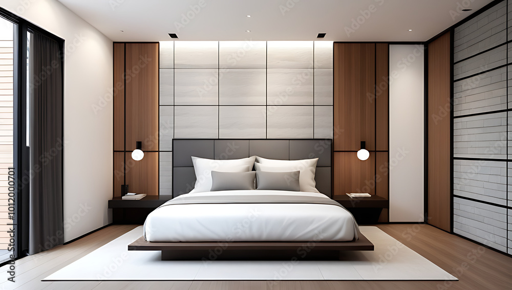 Fototapeta premium minimalist modern bedroom wall