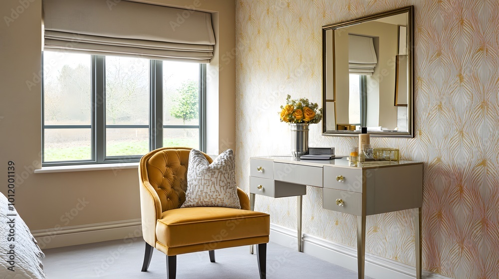 Fototapeta premium Art Deco Bedroom A geometric wallpaper