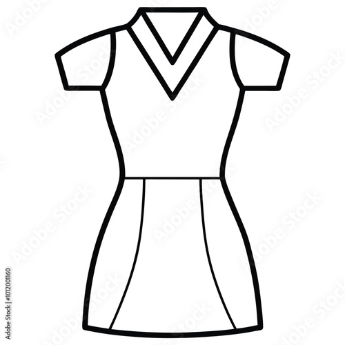 This modern vector art illustration showcases a stylish notch neck dress for girls, perfect for fashion design, apparel prints, and children's clothing graphics. Ideal for trendy and chic designs. photo