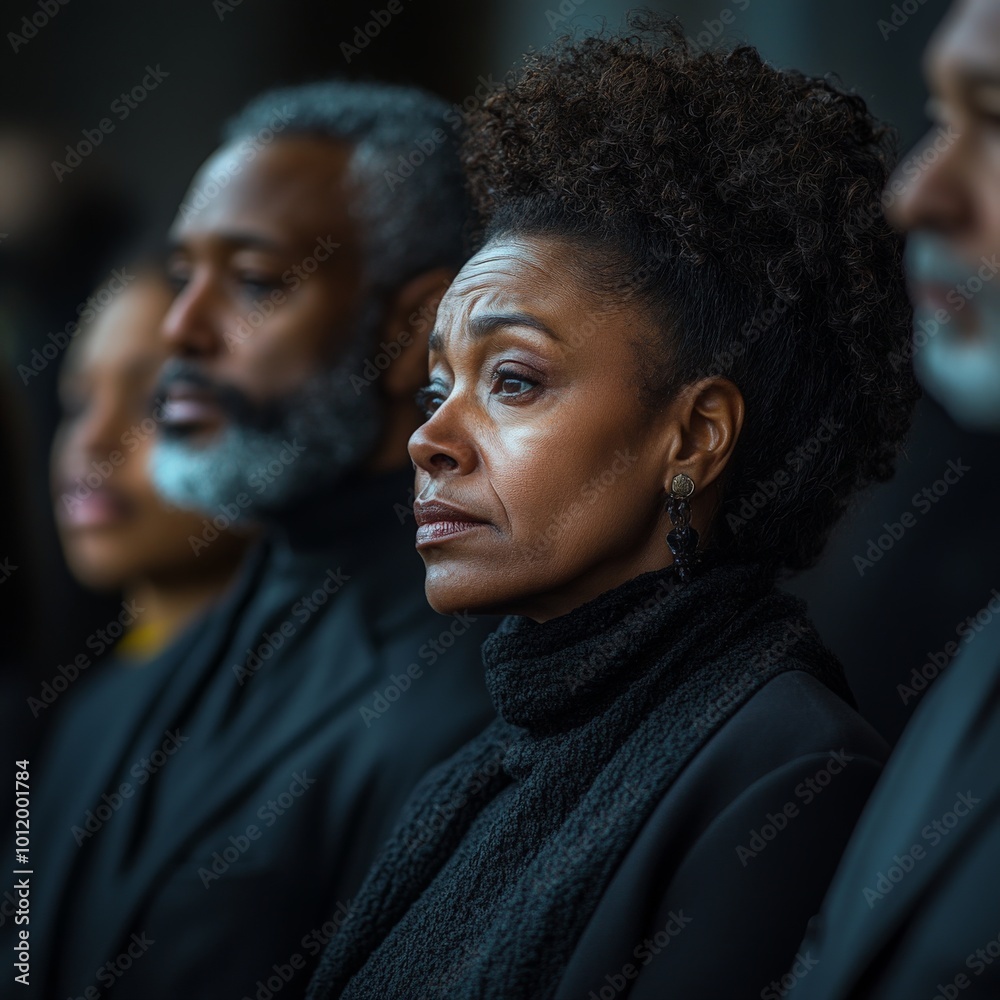 Family Grieving at a Funeral Ceremony with a Focus on Sadness and Mourning Family Grieving at a Funeral Ceremony with a Focus on Sadness and Mourning