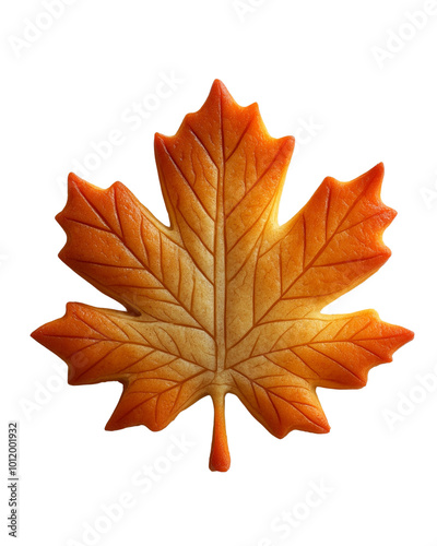 a maple leaf bade by cookie isolated on transparent background photo