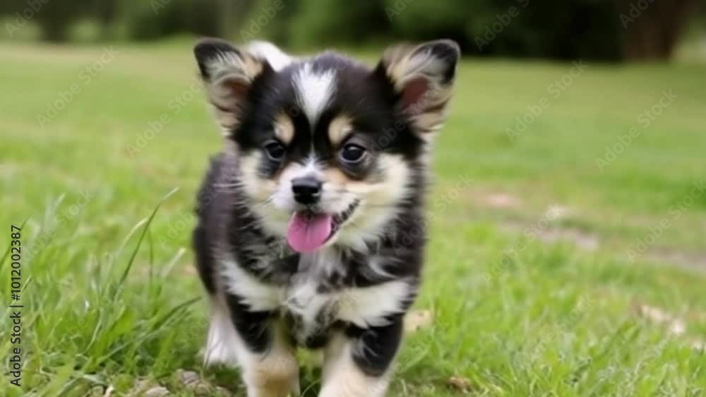 cute puppy running in the meadow cute puppy running in the meadow