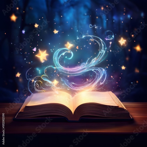 magic book with magic wand
