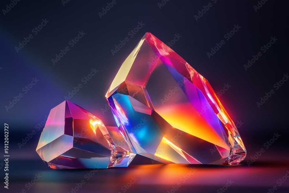 Iridescent background crystal glass abstract shape Iridescent background crystal glass abstract shape