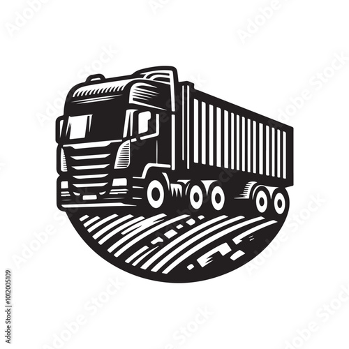 Articulated Lorry Silhouette Vector Illustration – Perfect for Transportation Designs