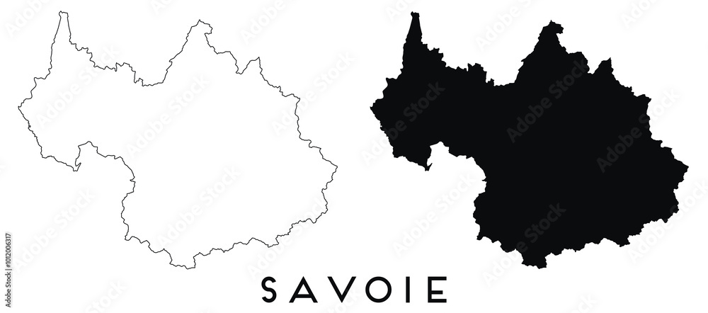 Fototapeta premium Savoie map outline and black silhouette vector
