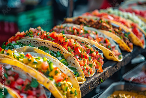 A table full of Mexican food, including tacos and burritos