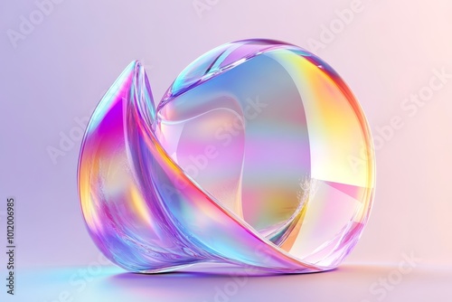 Iridescent background crystal glass abstract shape