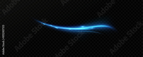 Blue glowing shiny lines. Vector blue light effect, neon speed motion curve.Speed ​​line.Vector.	