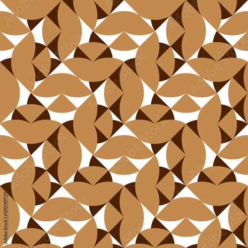 Seamless pattern with geometric motifs in three colors