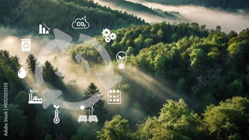 Circular economy concept. The concept of eternity, endless and unlimited, circular economy for future growth of business and environment sustainable on nature background.Renewable energy concept