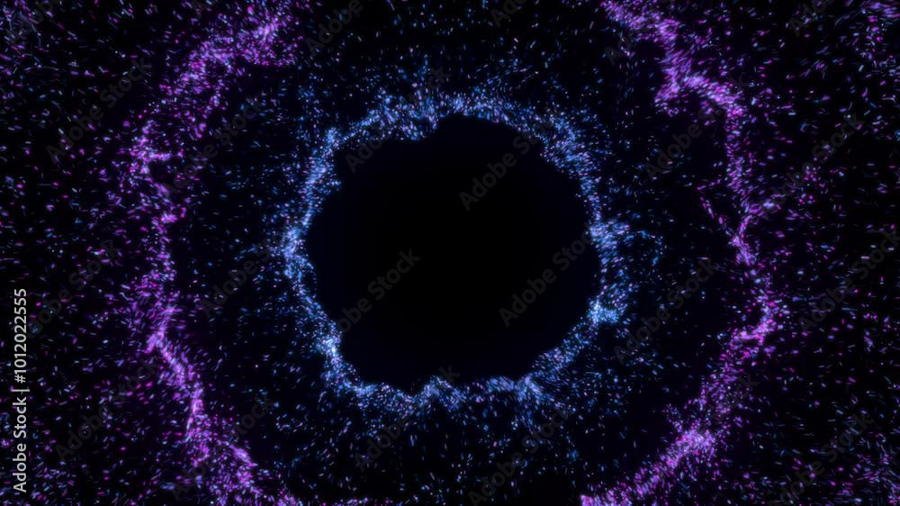 4k Purple Particles Explosion. Motion Background. Blue glitter particle. Isolated on black. Animated Overlay. Holiday theme. Christmas 2025