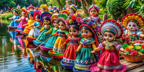 Colorful Xochimilco Dolls Island Displaying Traditional Mexican Art and Vibrant Cultural Heritage