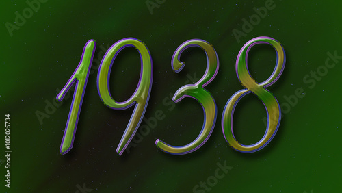 3D green with blue border design of number 1938 on green background.