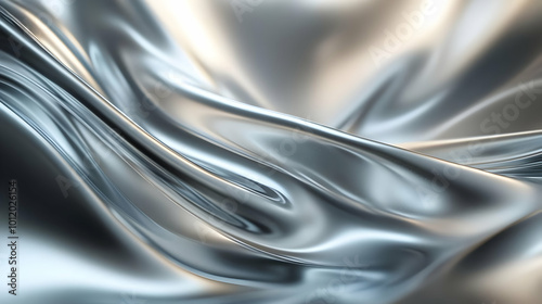 Abstract 3D Background - Silver Liquid Metal Waves