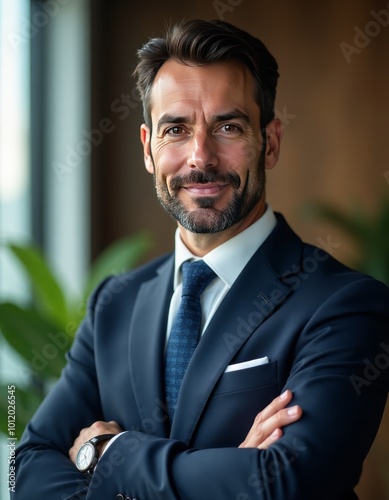 Mature confident male middle eastern business executive in a modern office middle eastern businessman