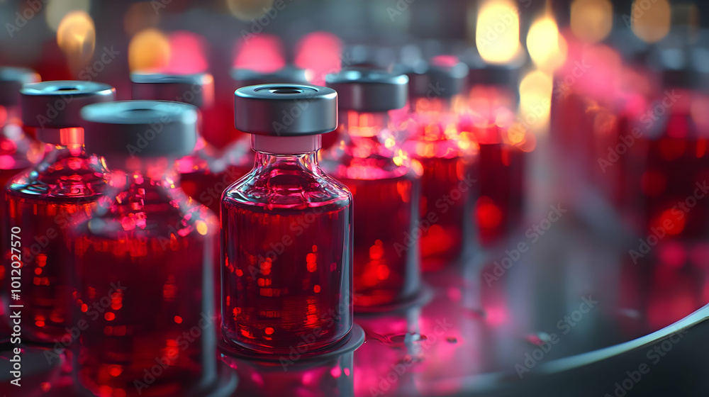 Red Liquid in Glass Bottles 3D Illustration Red Liquid in Glass Bottles 3D Illustration