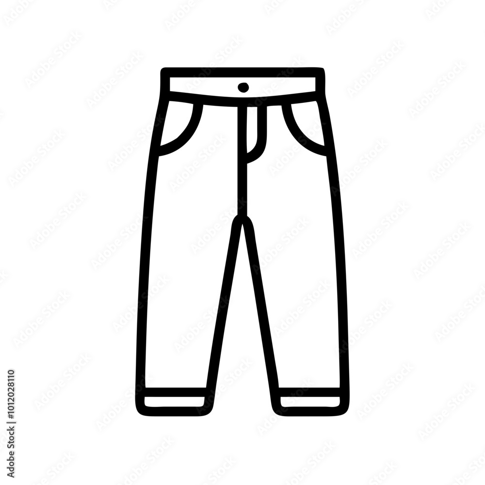  Casual pants icon in black outline vector style.