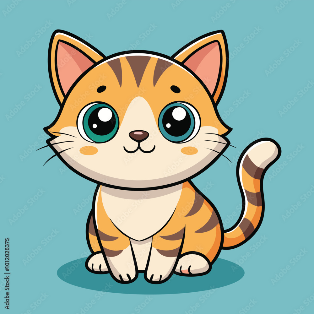 Cute Cat Vector Illustration - T-Shirt, Mascot, and Poster Design - Print Cute Cat Vector Illustration - T-Shirt, Mascot, and Poster Design - Print