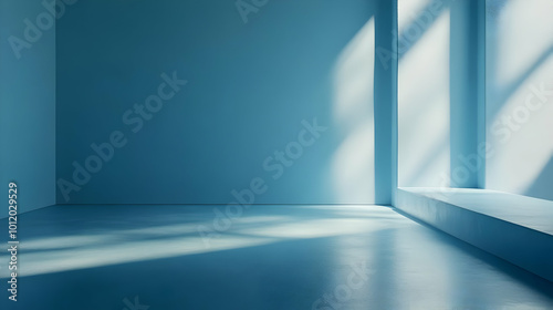 Light Blue Room with Sunlight - 3D Rendering Illustration