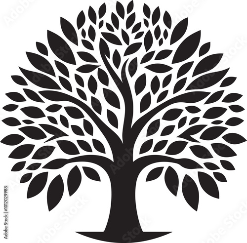 Fall tree black silhouette art illustration