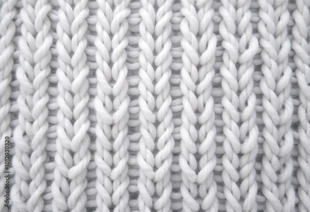 Close-up of White Knitted Wool Texture for Warm Winter Clothing Close-up of White Knitted Wool Texture for Warm Winter Clothing