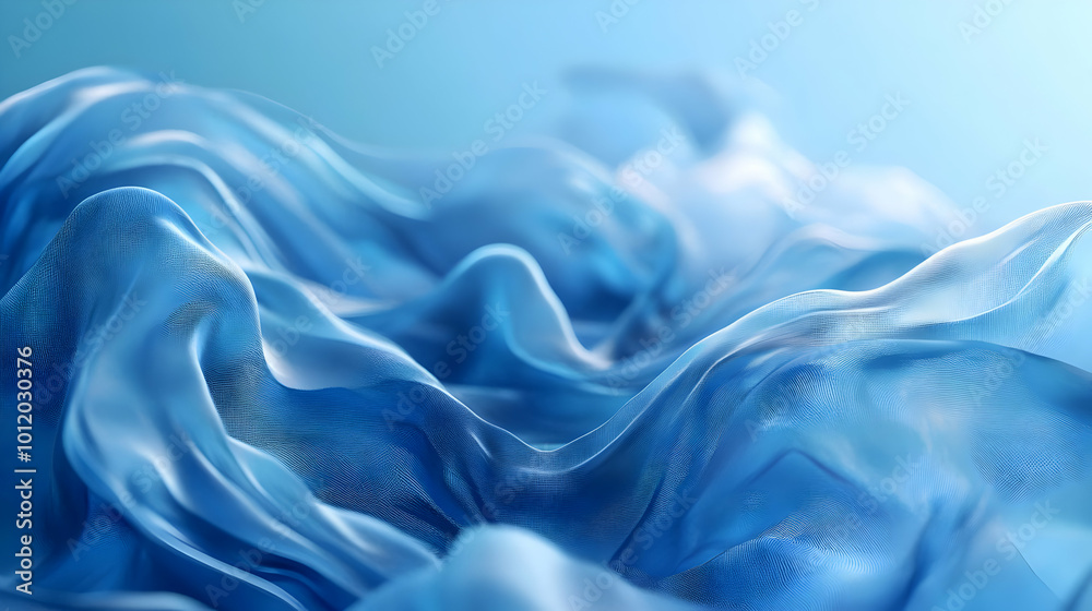 Abstract Blue Fabric Waves 3D Render Abstract Blue Fabric Waves 3D Render
