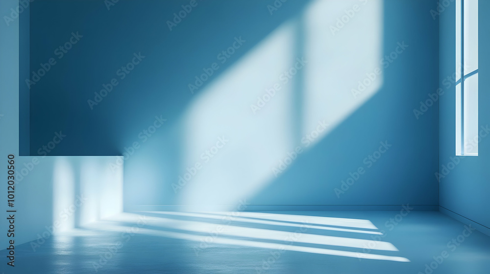 Blue Room Sunlight Rays 3D Render Illustration Blue Room Sunlight Rays 3D Render Illustration