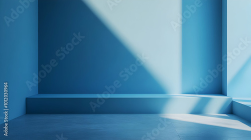 Blue Minimalist Room 3D Render Background