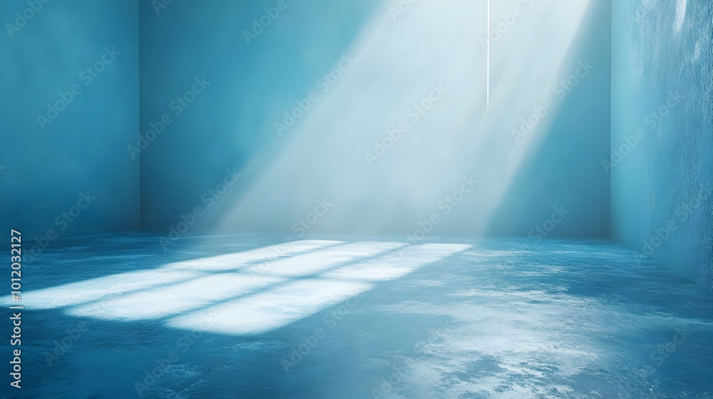 Blue Room with Light Rays Background Illustration Blue Room with Light Rays Background Illustration