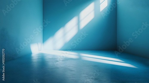 Blue Room with Sun Light 3D Illustration