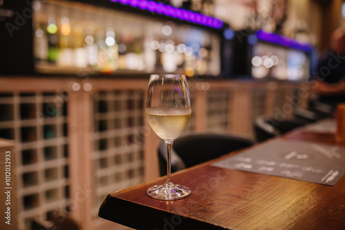 glass of wine in restaurant