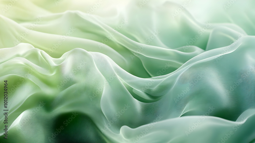 Abstract Green Fabric Waves Background Abstract Green Fabric Waves Background