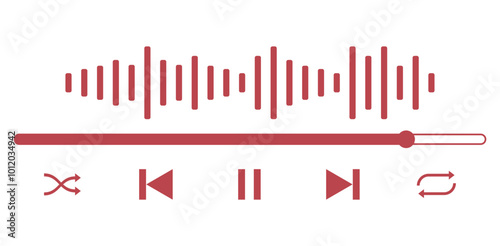 Music media player interface template. Music player vector design. Graphic mediaplayer panel template for mobile app. Modern playback of music application. Vector Illustration.