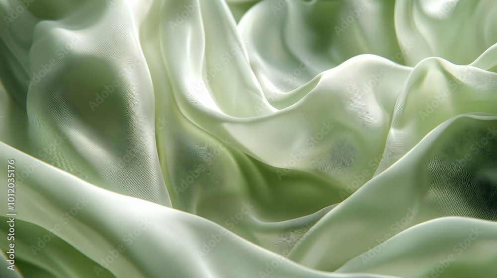 Fototapeta premium Abstract Green Fabric Waves Background
